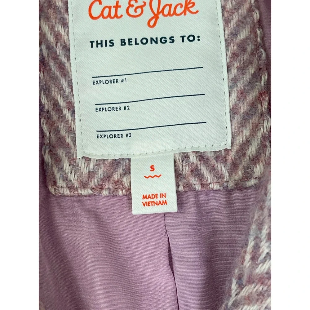Cat & Jack Girls Herringbone Pea Coat Pink Purple Size Small S 6/6X Jacket